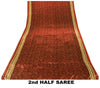 Sanskriti Vintage Sarees Red Pure Crepe Floral Print 5+YD Soft Smooth FabricSari