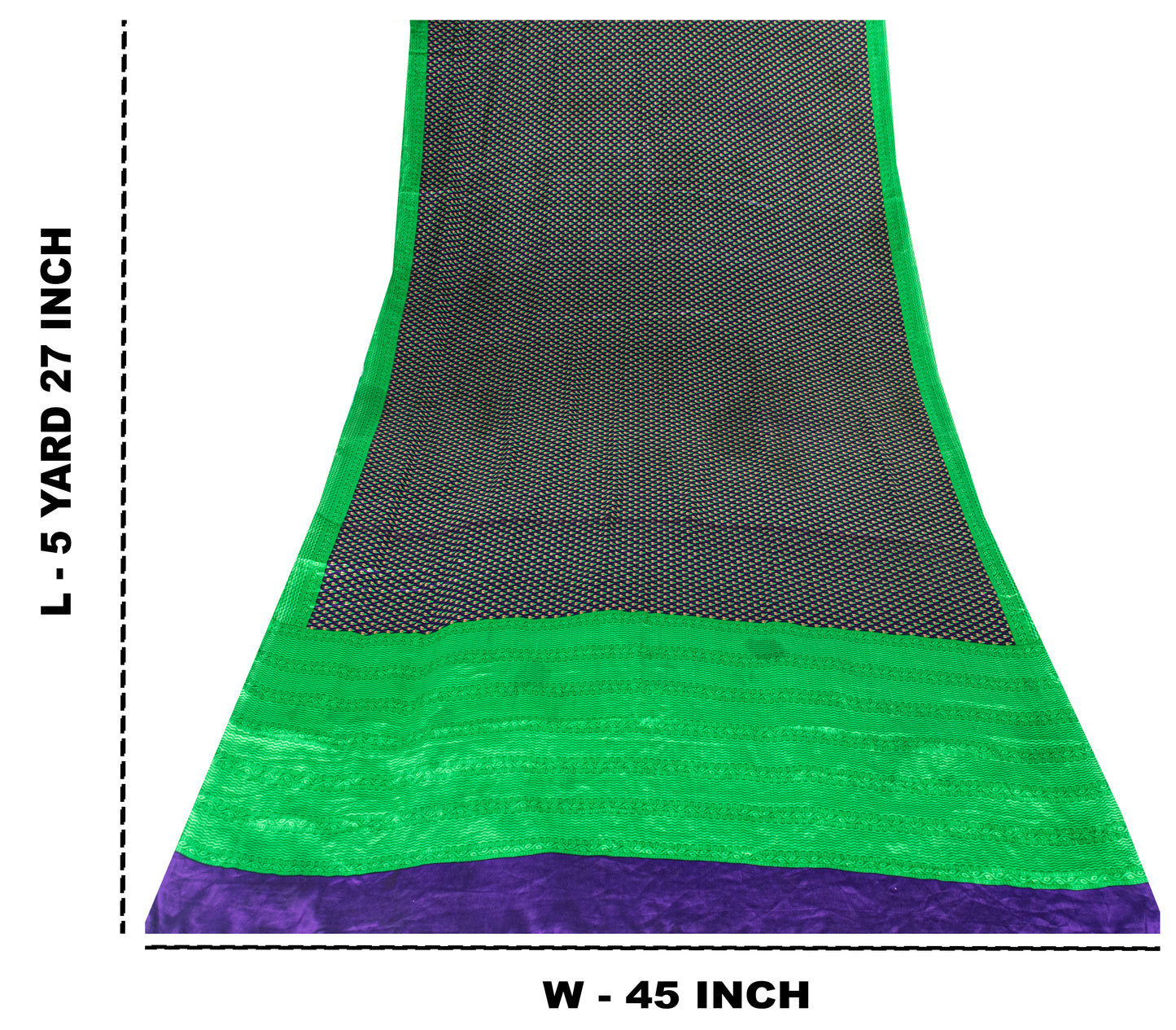 Sanskriti Vintage Sarees Craft Supplies Purple Floral Print 5YD Moss Crepe Sari