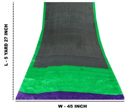 Sanskriti Vintage Sarees Craft Supplies Purple Floral Print 5YD Moss Crepe Sari