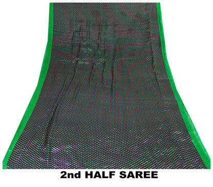 Sanskriti Vintage Sarees Craft Supplies Purple Floral Print 5YD Moss Crepe Sari