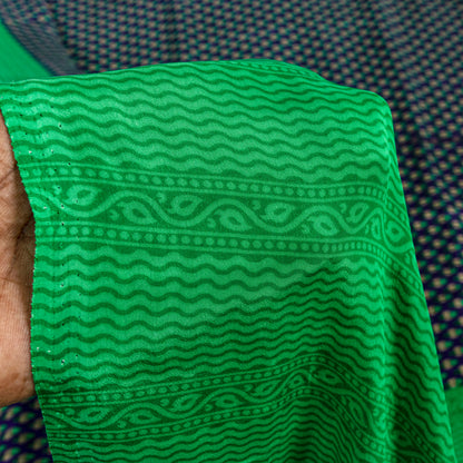 Sanskriti Vintage Sarees Craft Supplies Purple Floral Print 5YD Moss Crepe Sari