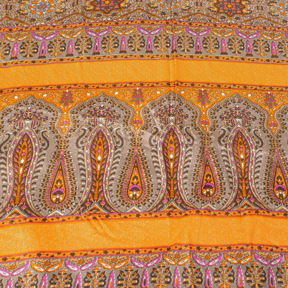 Sanskriti Vintage Sarees Craft Supplies Gray Floral Print 5+YD Moss Crepe Sari