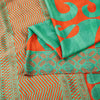 Sanskriti Vintage Sarees Craft Supplies Green Paisley Print 5YD Moss Crepe Sari