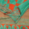 Sanskriti Vintage Sarees Craft Supplies Green Paisley Print 5YD Moss Crepe Sari