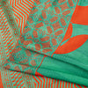 Sanskriti Vintage Sarees Craft Supplies Green Paisley Print 5YD Moss Crepe Sari