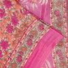 Sanskriti Vintage Sarees Craft Supplies Pink Floral Print 5+YD Moss Crepe Sari