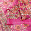 Sanskriti Vintage Sarees Craft Supplies Pink Floral Print 5+YD Moss Crepe Sari