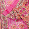 Sanskriti Vintage Sarees Craft Supplies Pink Floral Print 5+YD Moss Crepe Sari