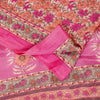 Sanskriti Vintage Sarees Craft Supplies Pink Floral Print 5+YD Moss Crepe Sari