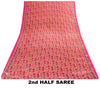 Sanskriti Vintage Sarees Craft Supplies Pink Floral Print 5+YD Moss Crepe Sari