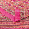 Sanskriti Vintage Sarees Craft Supplies Pink Floral Print 5+YD Moss Crepe Sari
