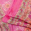 Sanskriti Vintage Sarees Craft Supplies Pink Floral Print 5+YD Moss Crepe Sari