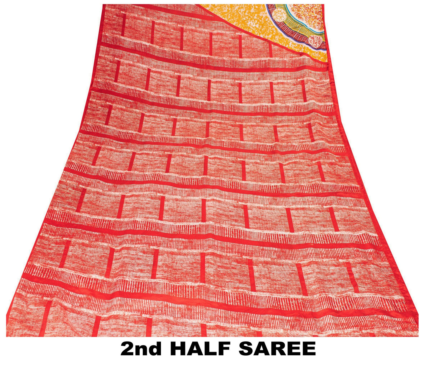 Sanskriti Vintage Sarees Craft Supplies Red Floral Print 5+YD Moss Crepe Sari