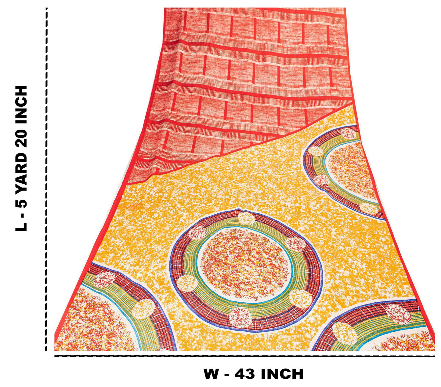 Sanskriti Vintage Sarees Craft Supplies Red Floral Print 5+YD Moss Crepe Sari