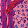 Sanskriti Vintage Saree Pink Moss Crepe Sun Radial Print Sari 5.5YD Craft Fabric