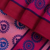 Sanskriti Vintage Saree Pink Moss Crepe Sun Radial Print Sari 5.5YD Craft Fabric
