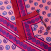 Sanskriti Vintage Saree Pink Moss Crepe Sun Radial Print Sari 5.5YD Craft Fabric