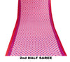 Sanskriti Vintage Saree Pink Moss Crepe Sun Radial Print Sari 5.5YD Craft Fabric
