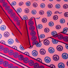 Sanskriti Vintage Saree Pink Moss Crepe Sun Radial Print Sari 5.5YD Craft Fabric