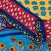 Sanskriti Vintage Blue-Yellow Moss Crepe Sarees Block Print 5.5 YD Floral Fabric