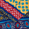 Sanskriti Vintage Blue-Yellow Moss Crepe Sarees Block Print 5.5 YD Floral Fabric