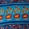 Sanskriti Vintage Blue-Yellow Moss Crepe Sarees Block Print 5.5 YD Floral Fabric