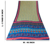 Sanskriti Vintage Blue-Yellow Moss Crepe Sarees Block Print 5.5 YD Floral Fabric