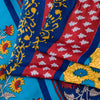 Sanskriti Vintage Blue-Yellow Moss Crepe Sarees Block Print 5.5 YD Floral Fabric