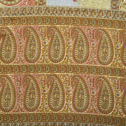 Sanskriti Vintage Cream Soft Moss Crepe Saree Kalamkari Print Sari 5.5YD Fabric