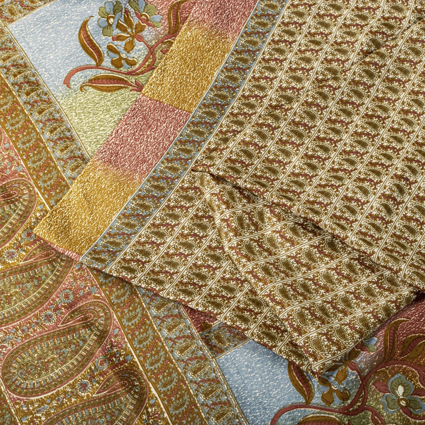 Sanskriti Vintage Cream Soft Moss Crepe Saree Kalamkari Print Sari 5.5YD Fabric