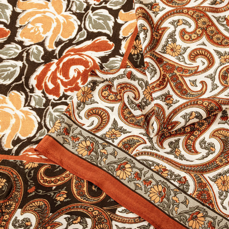 Sanskriti Vintage Saree Multicolor Soft Moss Crepe Kalamkari Printed Sari 5.5YD