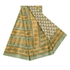 Sanskriti Vintage Soft Cream Moss Crepe Saree Paisley Printed Sari 5.5YD Fabric