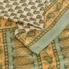 Sanskriti Vintage Soft Cream Moss Crepe Saree Paisley Printed Sari 5.5YD Fabric