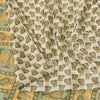Sanskriti Vintage Soft Cream Moss Crepe Saree Paisley Printed Sari 5.5YD Fabric