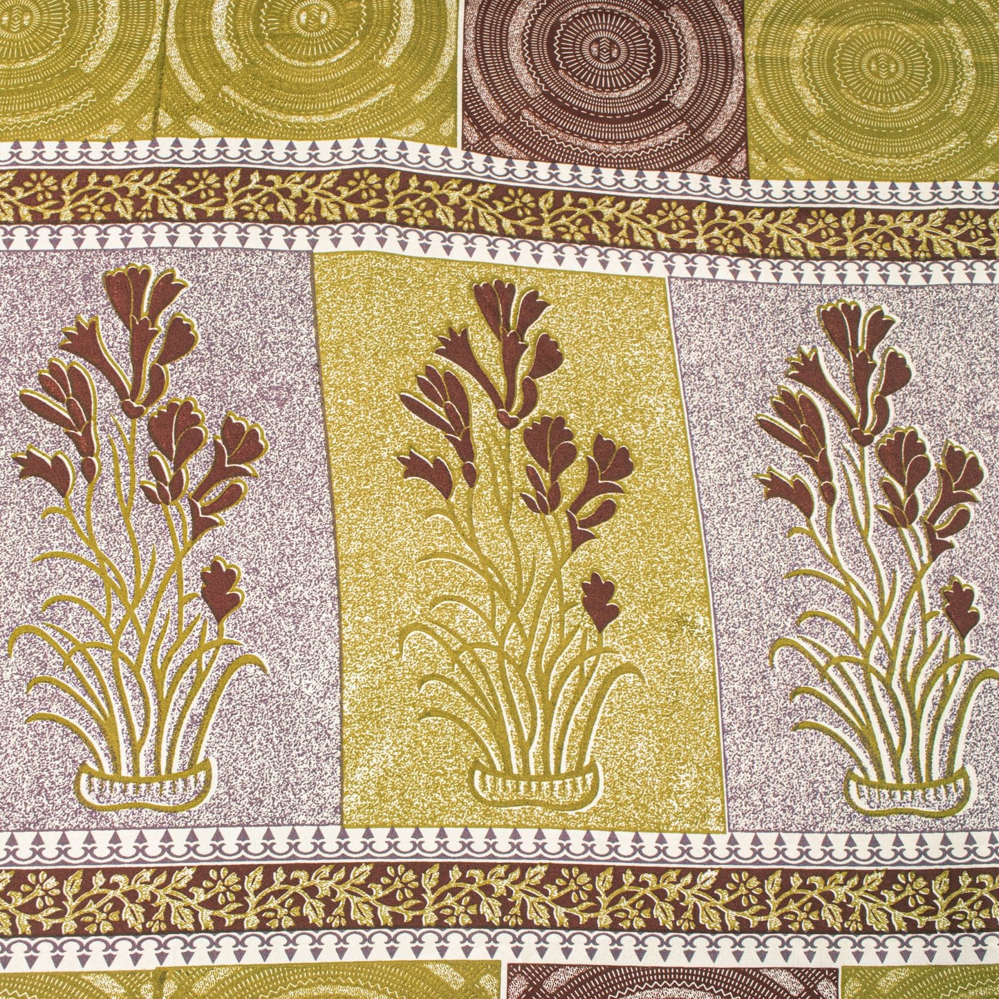 Sanskriti Vintage Green Saree Moss Crepe Abstract Print Sari 5.5 Yard Fabric DIY