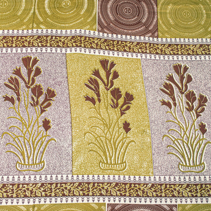 Sanskriti Vintage Green Saree Moss Crepe Abstract Print Sari 5.5 Yard Fabric DIY