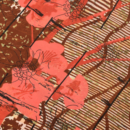 Sanskriti Vintage Soft Ivory Moss Crepe Saree Abstract Printed Sari 5.5YD Craft