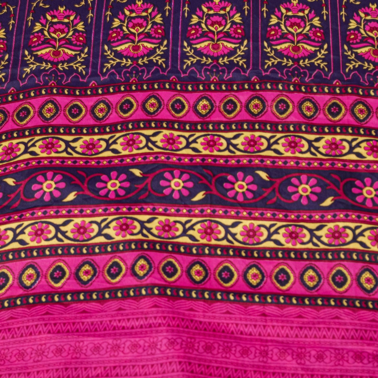 Sanskriti Vintage Sarees Purple & Pink Floral Printed 5+YD Moss Crepe Soft Sari