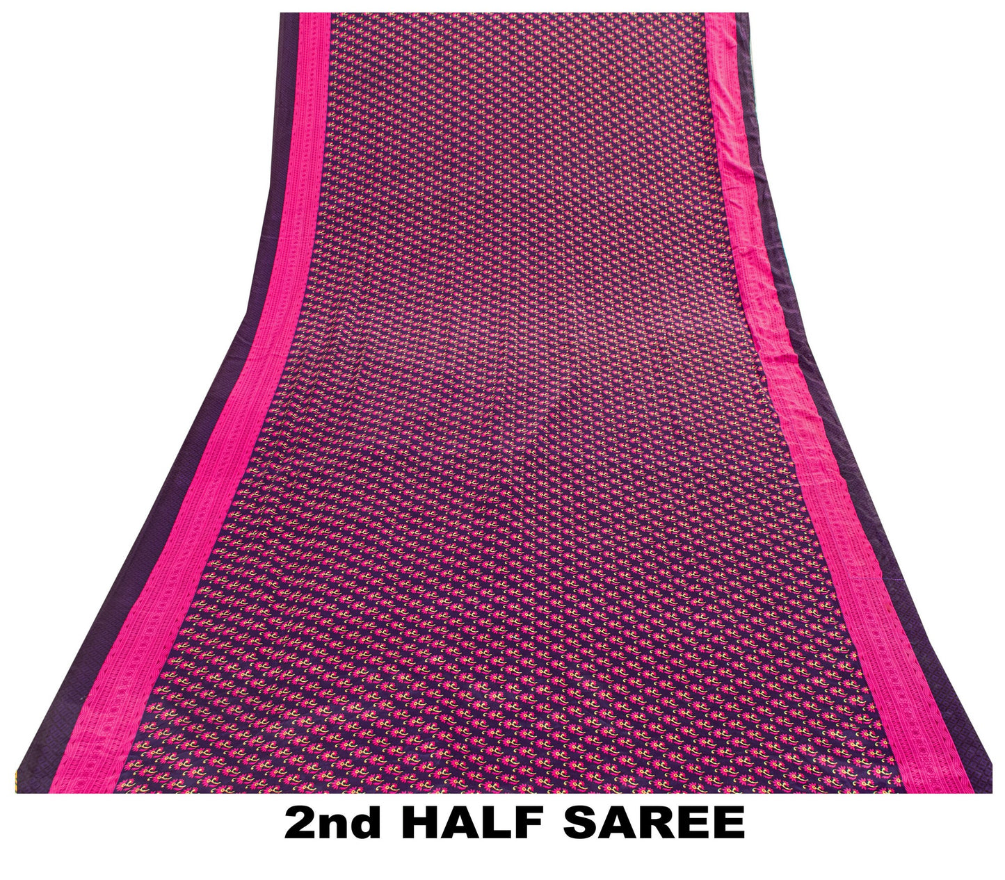 Sanskriti Vintage Sarees Purple & Pink Floral Printed 5+YD Moss Crepe Soft Sari