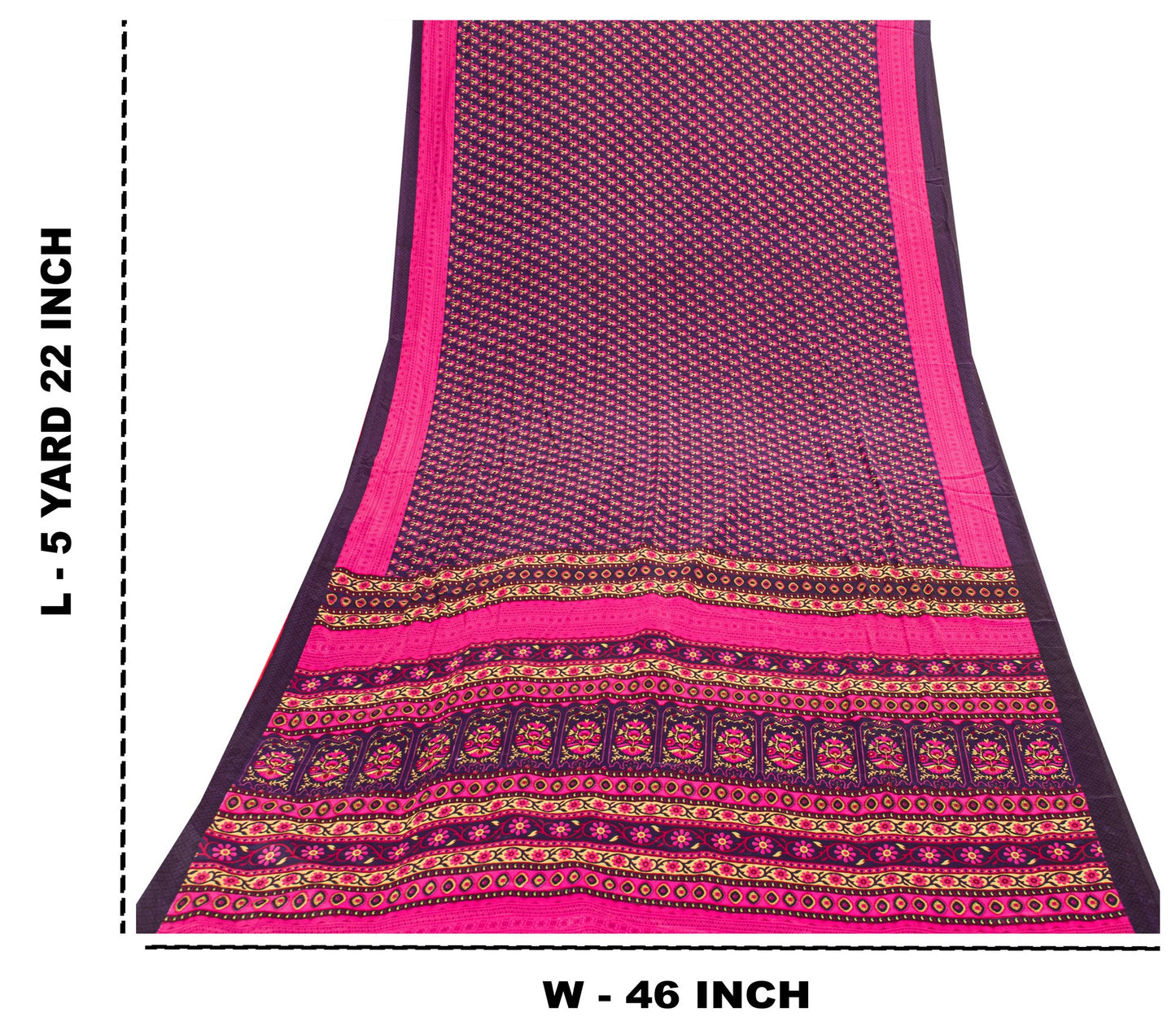 Sanskriti Vintage Sarees Purple & Pink Floral Printed 5+YD Moss Crepe Soft Sari