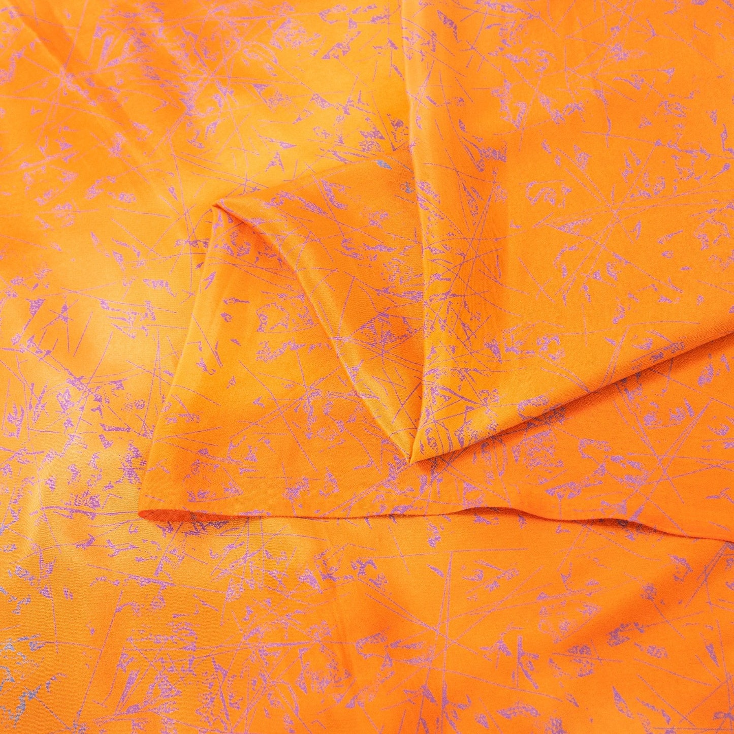 Sanskriti Vintage Yellow & Saffron Moss Crepe Sarees Abstract Print 5.5+YD Sari