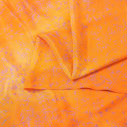 Sanskriti Vintage Yellow & Saffron Moss Crepe Sarees Abstract Print 5.5+YD Sari