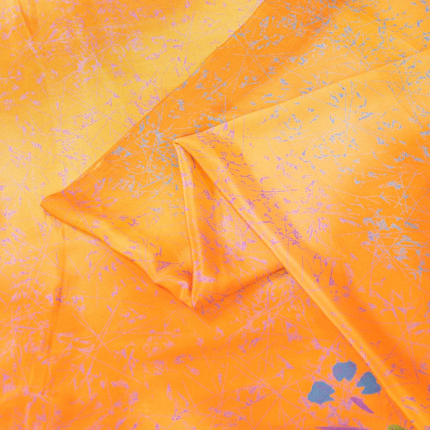 Sanskriti Vintage Yellow & Saffron Moss Crepe Sarees Abstract Print 5.5+YD Sari
