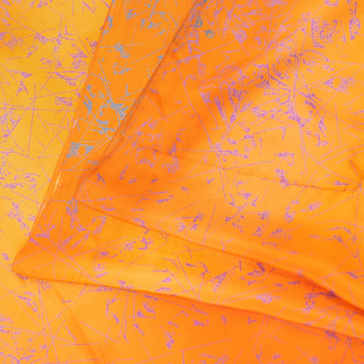Sanskriti Vintage Yellow & Saffron Moss Crepe Sarees Abstract Print 5.5+YD Sari