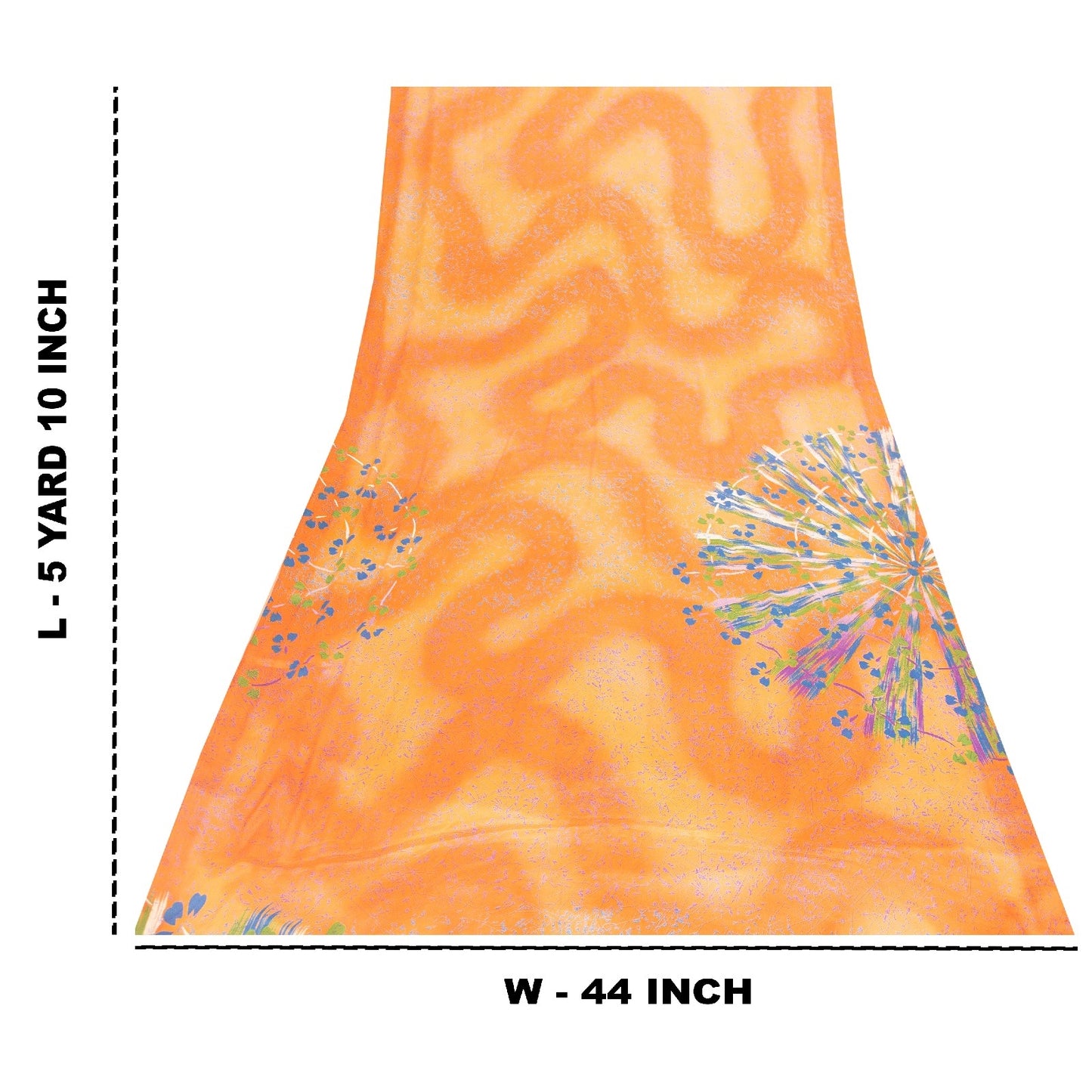 Sanskriti Vintage Yellow & Saffron Moss Crepe Sarees Abstract Print 5.5+YD Sari