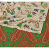 Sanskriti Vintage Cream Printed Sarees Moss Crepe Sari 5 Yd Craft Soft Fabric