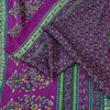 Sanskriti Vintage Craft Supplies Home Deco Purple Floral Printed Sari Moss Crepe