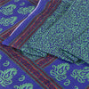 Sanskriti Vintage Blue & Green Sarees Moss Crepe Printed Sari Soft Craft Fabric