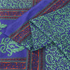 Sanskriti Vintage Blue & Green Sarees Moss Crepe Printed Sari Soft Craft Fabric