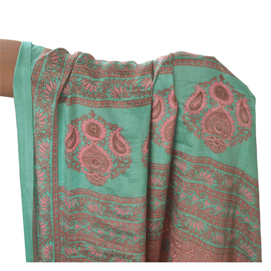 Sanskriti Vintage Mauve Saree Moss Crepe Printed Sari Soft Decor Craft Fabric
